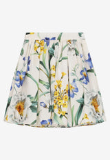 Dolce & Gabbana Kids Girls Floral Print Poplin Skirt White L5SI19 G7D6Q HA3ZQ