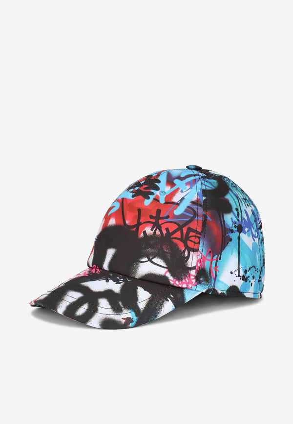 Dolce & Gabbana Kids Boys Graffiti Print Baseball Cap Multicolor LB4H80 G7F6A HH4DX