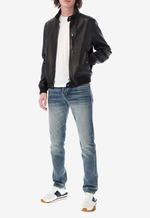 Tom Ford Zip-Up Leather Jacket Black LBG001-LMG004S23 LB999