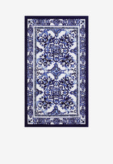 Dolce & Gabbana Kids Girls Majolica Print Beach Towel Blue LBJA21 G7EW7 HA3TN