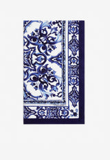 Dolce & Gabbana Kids Girls Majolica Print Beach Towel Blue LBJA21 G7EW7 HA3TN