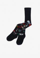 Dolce & Gabbana Kids Girls Smemo Jacquard Tights Black LBKA63 JACS5 S9000