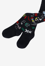 Dolce & Gabbana Kids Girls Smemo Jacquard Tights Black LBKA63 JACS5 S9000