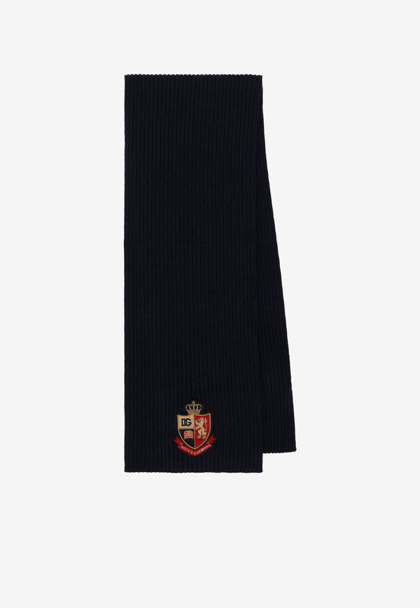 Dolce & Gabbana Kids Kids Knitted Scarf with Heraldic Patch Black LBKA65 JBVR3 B0665