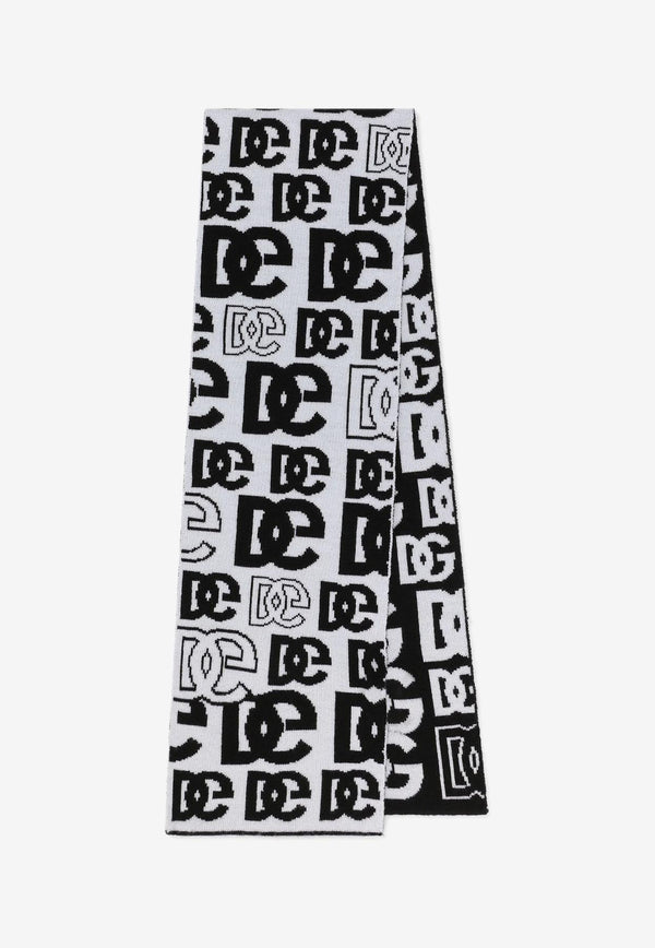 Dolce & Gabbana Kids Girls Jacquard DG Logo Knitted Scarf Monochrome LBKAB3 JBVV9 S9000