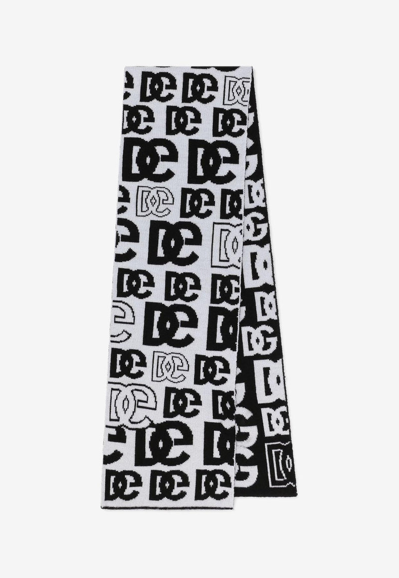 Dolce & Gabbana Kids Girls Jacquard DG Logo Knitted Scarf Monochrome LBKAB3 JBVV9 S9000