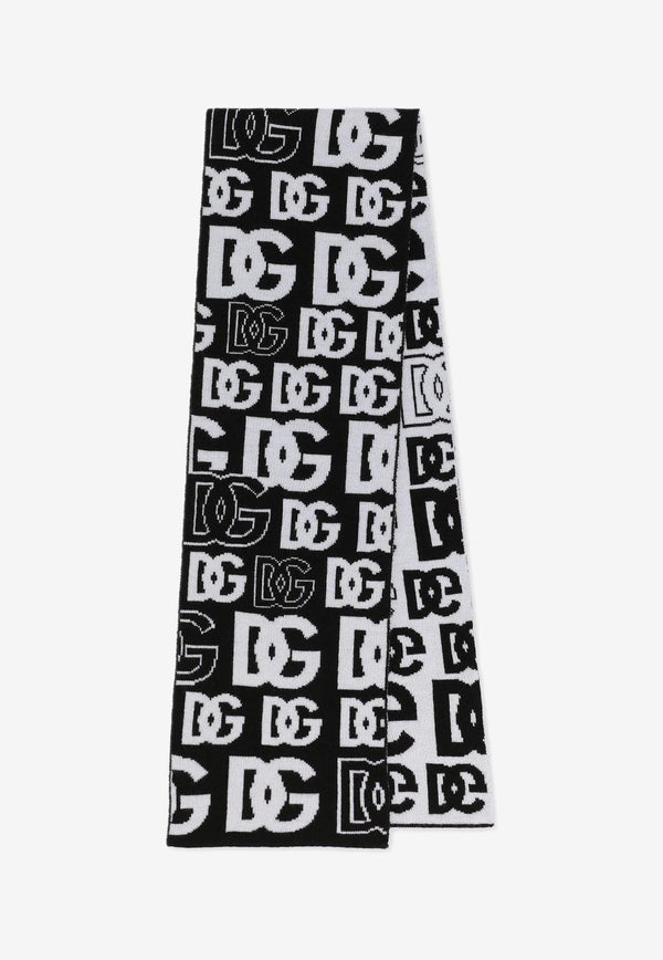 Dolce & Gabbana Kids Girls Jacquard DG Logo Knitted Scarf Monochrome LBKAB3 JBVV9 S9000