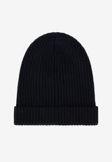 Dolce & Gabbana Kids Kids Ribbed Knit Hat with Heraldic Patch Black LBKH72 JBVR3 B0665