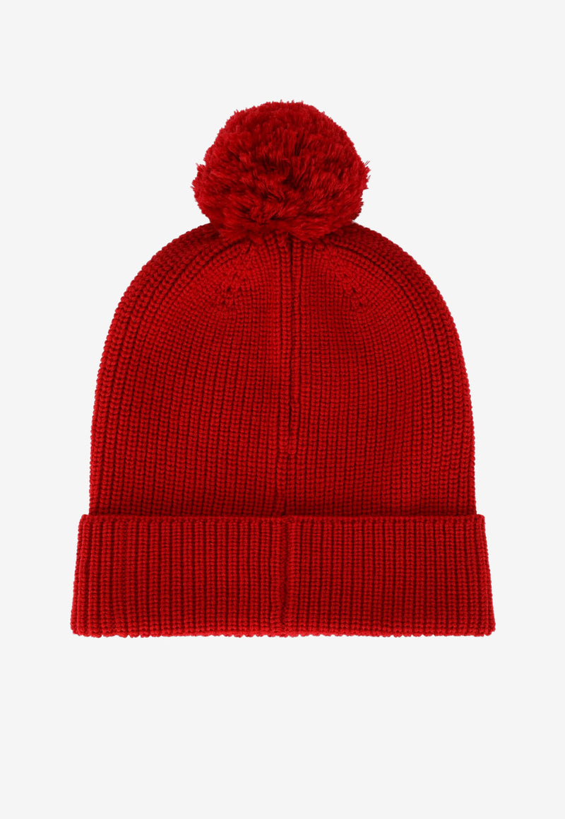 Dolce & Gabbana Kids Kids DG Logo Patch Knitted Hat Red LBKH79 JBVV2 R0226