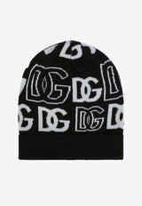Dolce & Gabbana Kids Girls Jacquard DG Logo Beanie Monochrome LBKH81 JBVV9 S9000