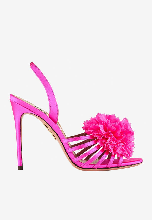 Aquazzura Love Carnation 105 Satin Sandals LCRHIGS0-SATEXO EXOTIC ORCHID Pink