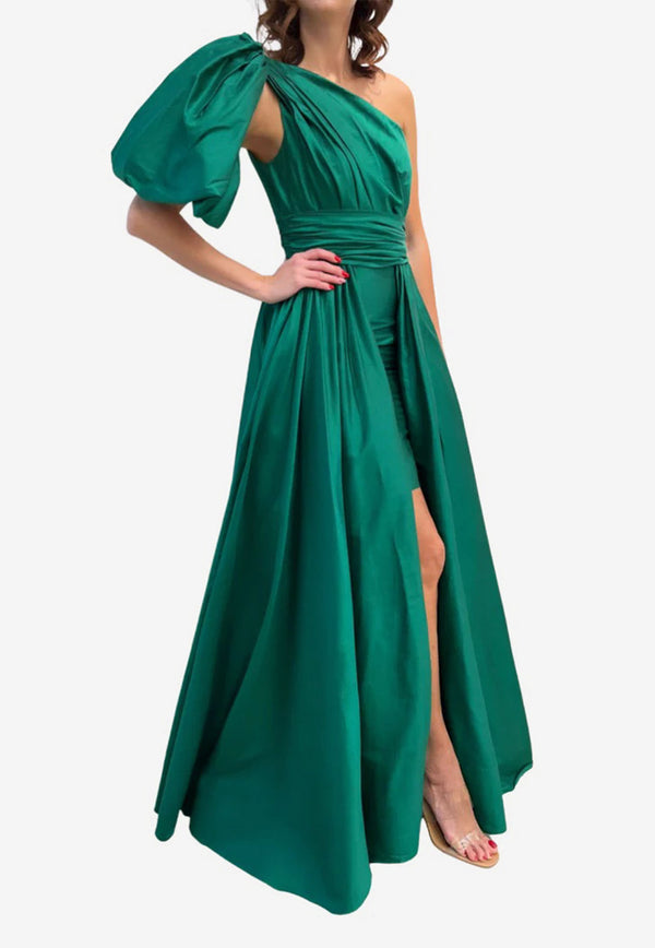 Leal Daccarett Isla Negra One-Shoulder Gown Green LDGING