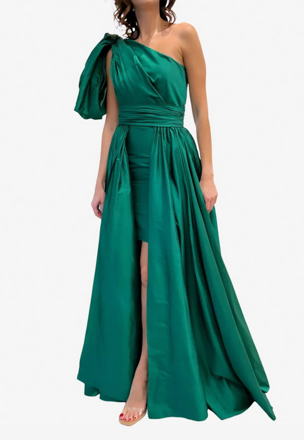 Leal Daccarett Isla Negra One-Shoulder Gown Green LDGING