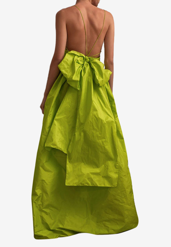 Leal Daccarett Corombaia Silk Taffeta Gown with Oversized Bow Detail Lime LDLCG
