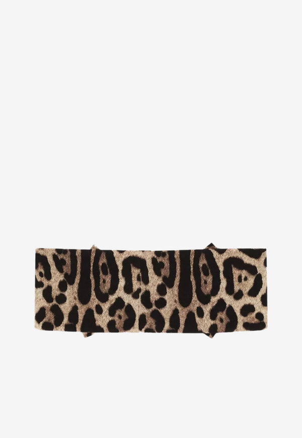 Dolce & Gabbana Kids Girls Leopard-Print Headband Brown LNJAD2 HS7K7 HX93M