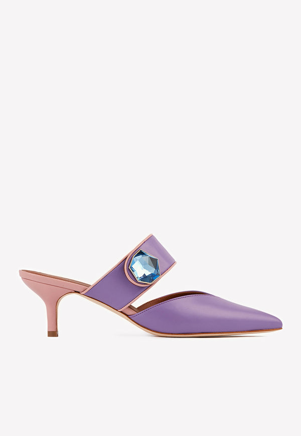 Lola 45 Crystal Embellished Mules in Nappa Leather Malone Souliers Lilac LOLA 45-1 LILAC/ROSE