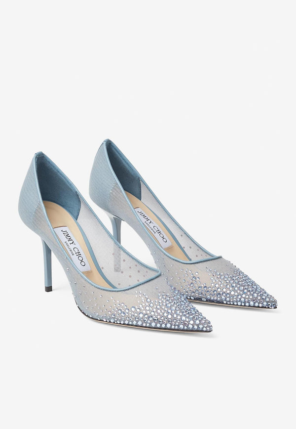 Jimmy Choo Love 85 Pumps with Dégrade Crystals Blue LOVE 85 XEN SMOKY BLUE MIX