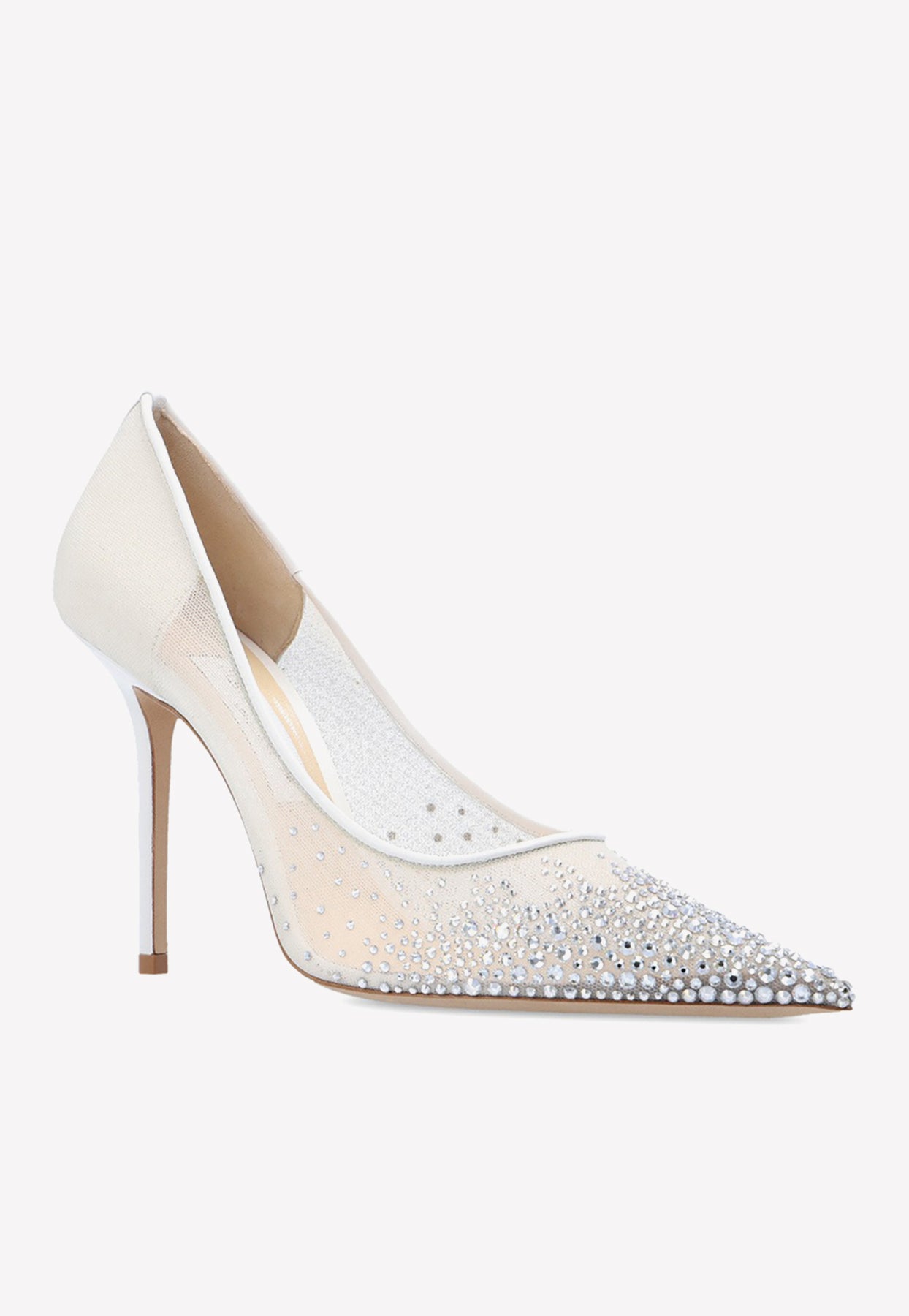 Love 100 Crystal Embellished Mesh Pumps Thahab Kw