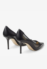 Jimmy Choo Love 85 Pointed Pumps in Nappa Leather and Mesh Black LOVE 85 NMS BLACK/BLACK