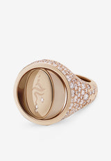 Intisars Me Oh Me VIP Full Pavé Pearly White 18K Rose Gold Diamond Ring White