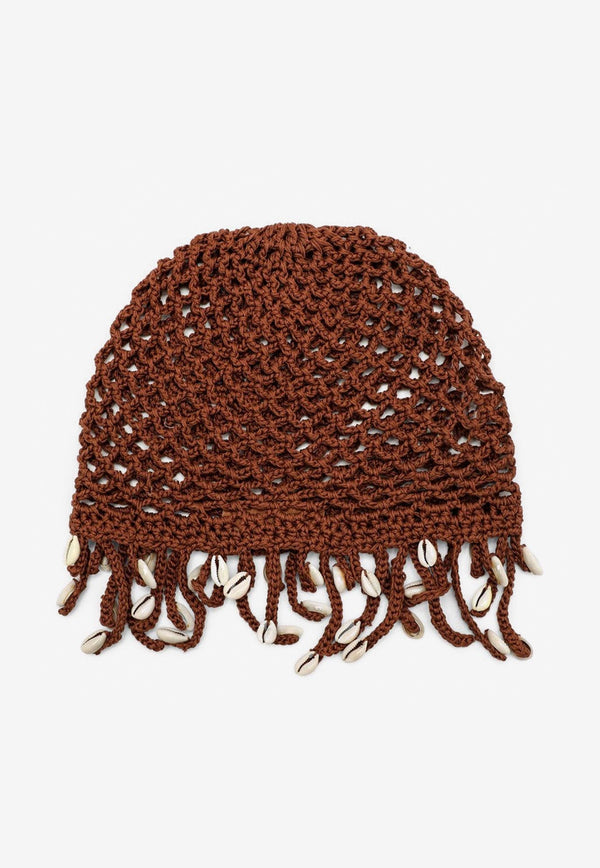 Alanui Crochet Mother Nature Hat Brown LWLC009S23KNI001/M_ALANU-6001