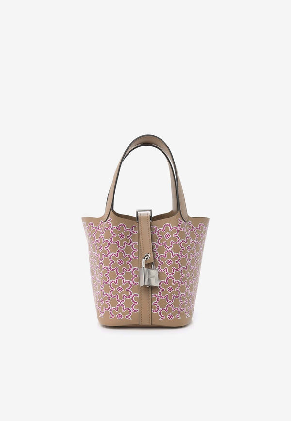 Hermes Picotin Lock bag 18/PM Lucky Daisy Chai/Pink/White Swift leather  Silver hardware