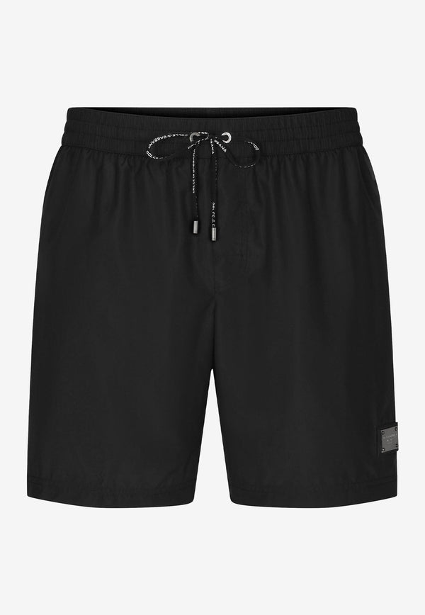 Dolce & Gabbana Logo Plate Swim Shorts Black M4E45T FUSFW N0000