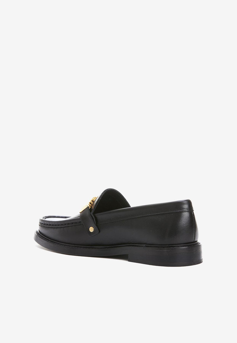Moschino Logo Leather Loafers MA10362C1FMF0000 VITELLO NERO Black