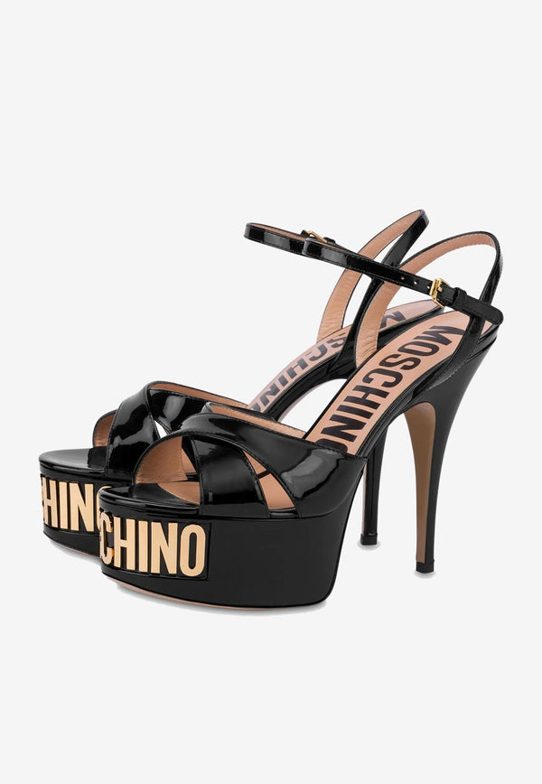 Moschino 125 Platform Sandals in Patent Leather MA1635CC1GMB0000 VERNICE NERO Black