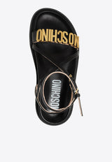 Moschino Logo Leather Sandals MA16393G0GMF0000 VITELLO NERO Black