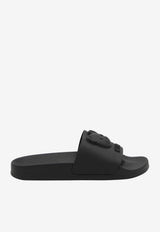 Moschino Teddy Logo Pool Slides MA28532G1GM15000 TPU+ORSO NERO Black
