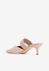 Malone Souliers Maisie 45 Mules in Croc-Embossed Leather Almond MAISIE 45-123 ALMOND/ALMOND