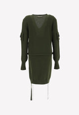 V-Neck Long-Sleeved Sweater Khaki MAK1180-YAX420 FG720