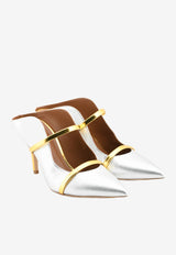 Malone Souliers Maureen 70 Mules in Metallic Nappa Leather Silver MAUREEN70-79SILVER