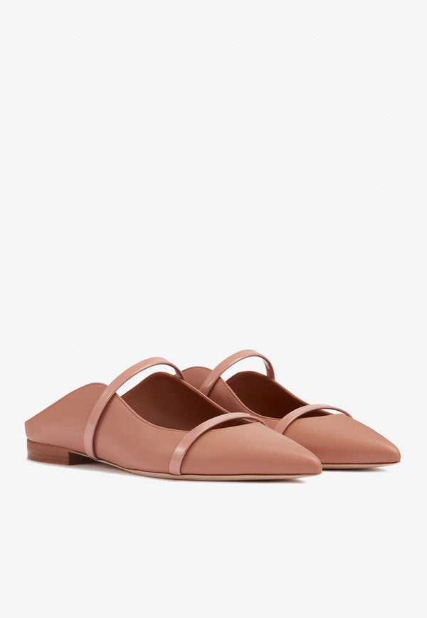 Malone Souliers Maureen Pointed Flat Mules in Nappa Leather Nude MAUREEN FLAT 97 NUDE/BLUSH