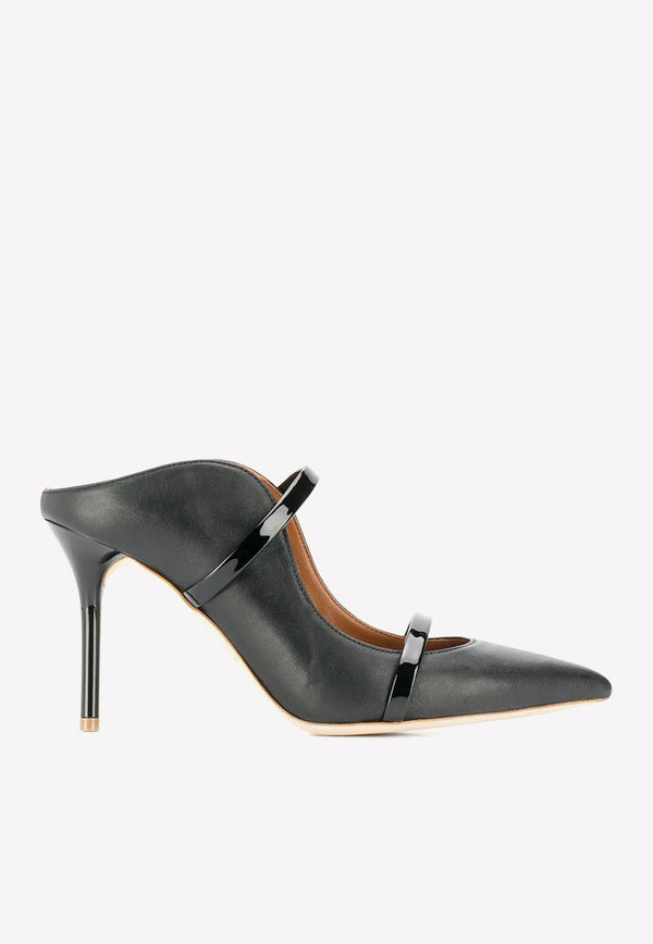 Malone Souliers Maureen 85 Pointed Mules in Leather Black MAUREEN MS 85-23 BLACK/BLACK