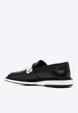 Moschino Logo Leather Loafers MB10542G0GGA0000 VITELLO NERO Black