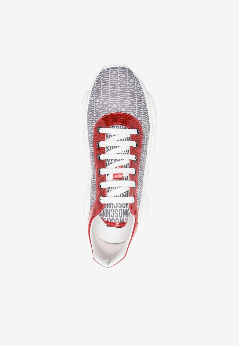 Moschino All-Over Logo Low-Top Sneakers MB15273G0GGW010D RETE LF/PVC ROSSO Multicolor