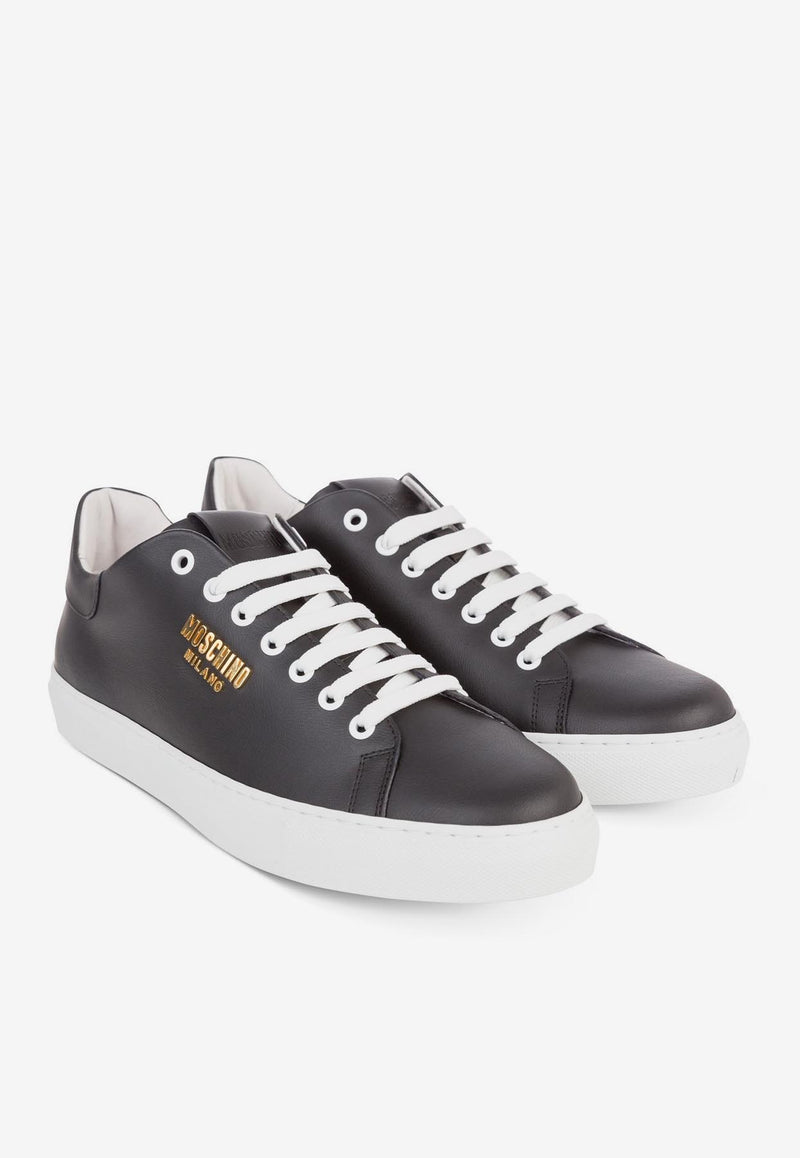 Moschino Low-Top Leather Sneakers MB15652G1GGA000A VITELLO NERO Black