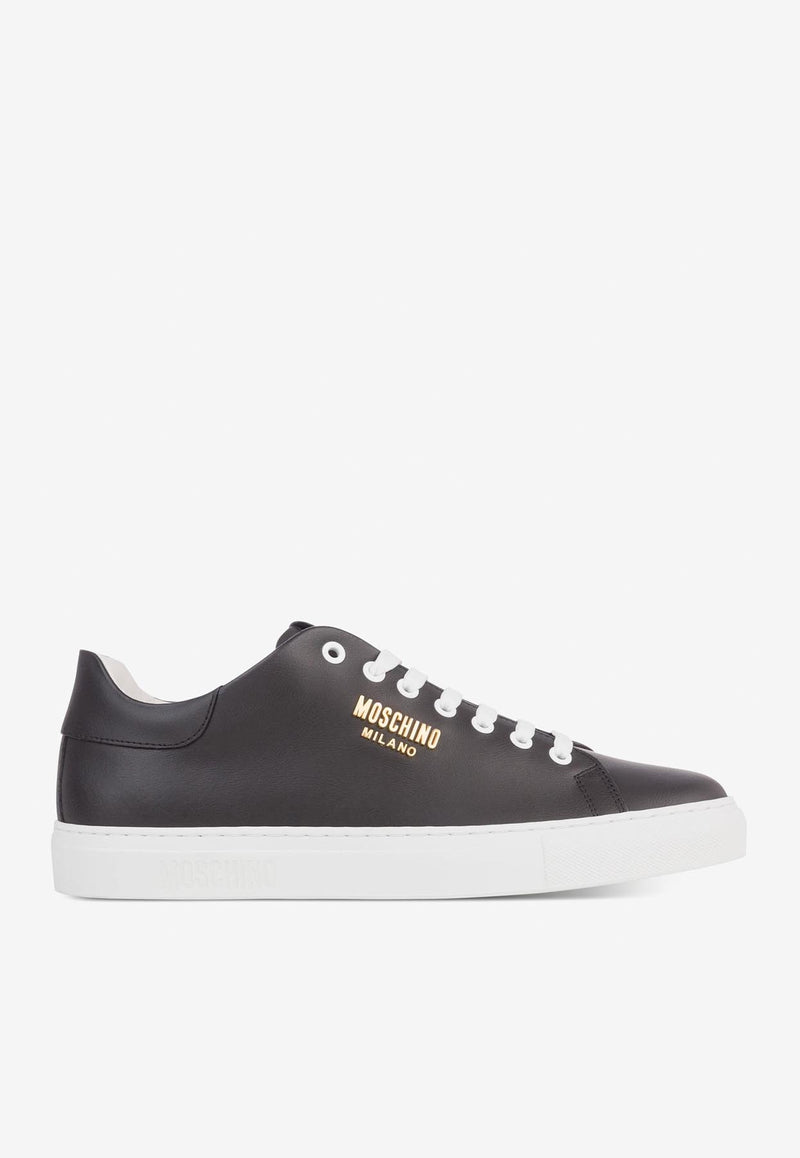 Moschino Low-Top Leather Sneakers MB15652G1GGA000A VITELLO NERO Black