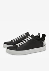 Moschino Logo Low-Top Leather Sneakers MB15822G0FGA0000 VITELLO NERO Black