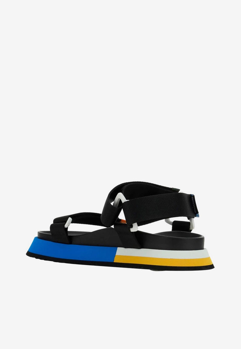 Moschino Logo Velcro Strap Sandals MB16034G0GGP200A NASTRO NERO/MULT Black