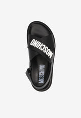 Moschino Logo Leather Sandals MB16203G0GGA0000 VIT NERO Black