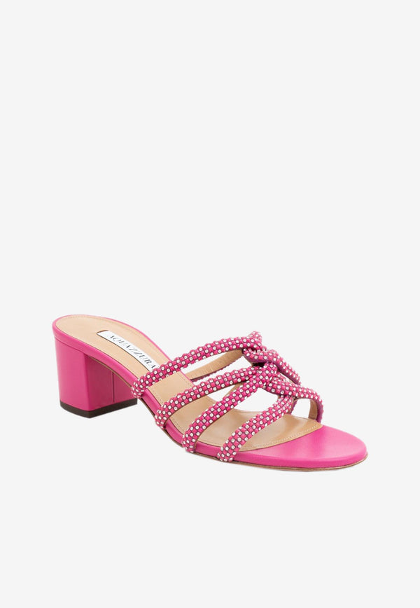 Aquazzura Moondust 50 Crystal Embellished Sandals MDCMIDS0-NSEEXO EXOTIC ORCHID Pink