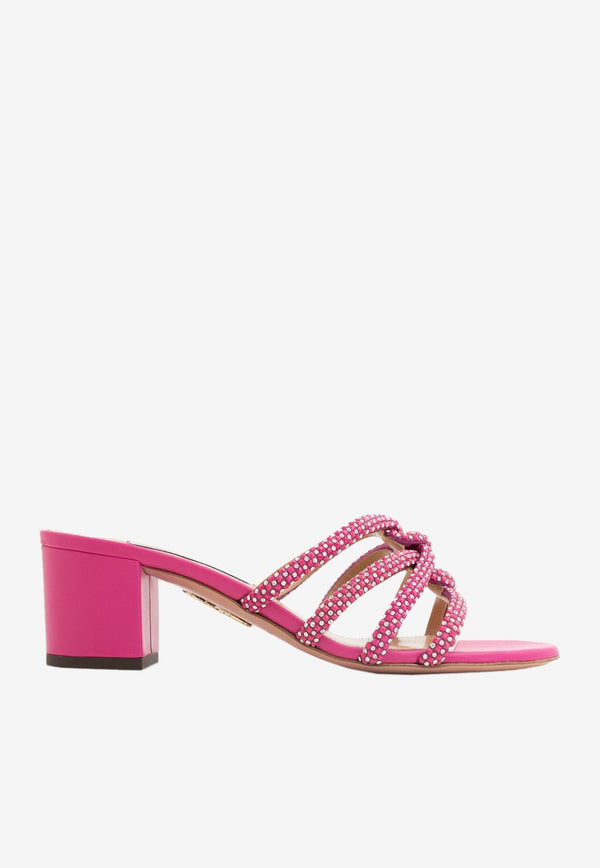 Aquazzura Moondust 50 Crystal Embellished Sandals MDCMIDS0-NSEEXO EXOTIC ORCHID Pink