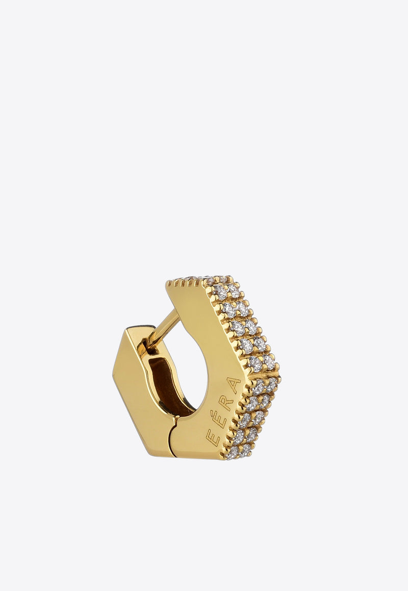 EÉRA Special Order - Diamond Embellished Mini Dado Hoop Earring in 18k Gold Gold MDERFP01U1