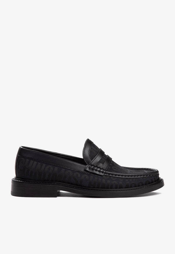 All-Over Logo Leather Loafers