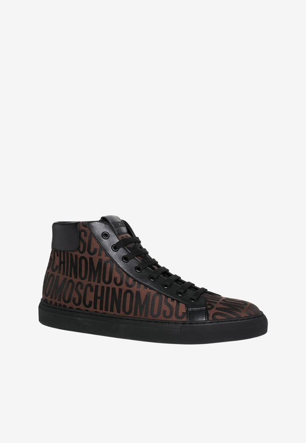 Moschino All-Over Logo High-Top Sneakers MM15022G0G10130A MA-NE Brown