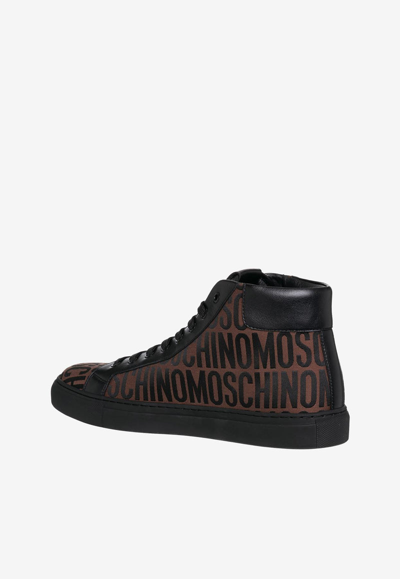 Moschino All-Over Logo High-Top Sneakers MM15022G0G10130A MA-NE Brown