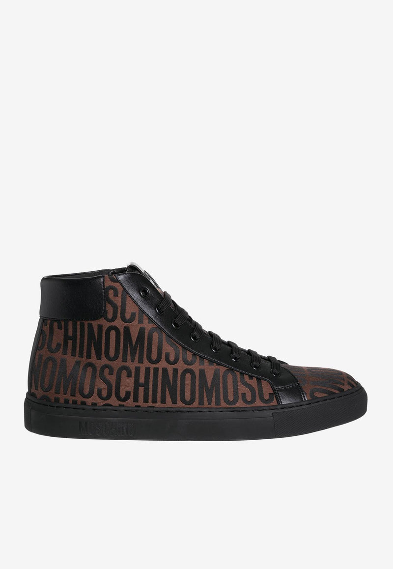 Moschino All-Over Logo High-Top Sneakers MM15022G0G10130A MA-NE Brown